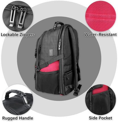 50L Extra Large Backpack,Laptop Backpack, Travel Backpack for Men, Big Backpack, Water Resistant School Approved Business Work Computer Heavy Duty Bag with USB Port, Fits 17 Inch Laptop, Red