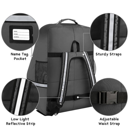Car Seat Travel Bag - Padded Car Seat Carrier with Steel Cable Handle and Reflective Stripes, Large Durable Airport Gate Check Bag with Shoulder Strap