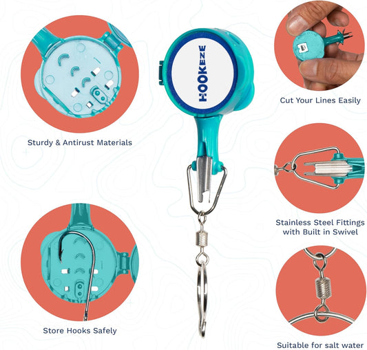 HOOK-EZE Fishing Knot Tying Tool | Protect from Fish Hooks | Tie Fishing Knots Easily | Cool Gadgets for Fishermen | Ice Fly Fishing | Fishing Accessories for Beginner Anglers | Nail Knot Tool