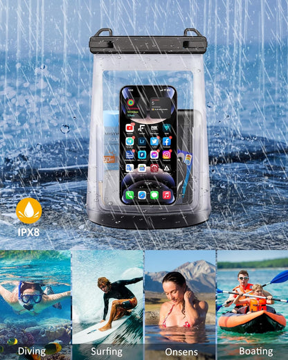 1.2L Waterproof Phone Pouch for iPhone 16 15 14 11 Pro Max & Galaxy S24 S21 - Floating Large Capacity Dry Bag Stores Sunscreen, Sunglasses - Oversized Waterproof Bag for Beach, Swimming, Kayaking