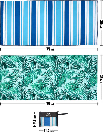 2 Pack Microfiber Beach Towel, Oversized Microfiber Pool Towel 75”x 35”, Sand-Free Beach Towel, Quick Drying Camping Towel, Super Absorbent Bath Blanket, Soft Breathable and Lightweight