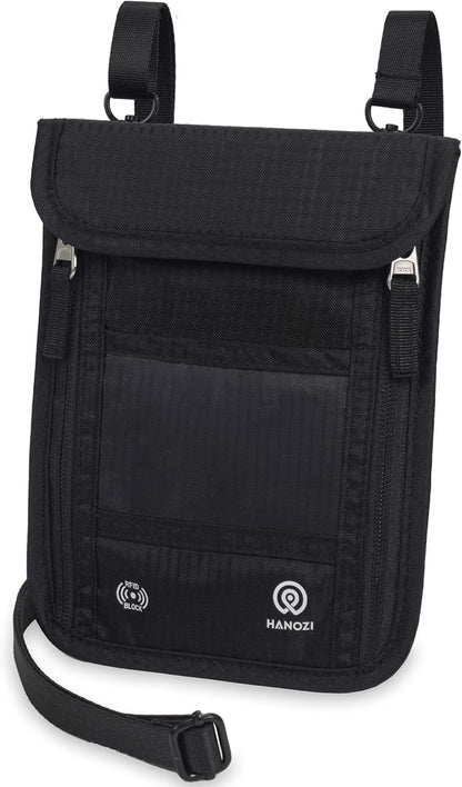 Travel Neck Wallet – Travel pouch and RFID Blocking Passport Holder for Women and Men - Slim Travel Wallet to Keep Your Cash, Passport, Credit Cards Safe. Easy to Conceal Passport Wallets.