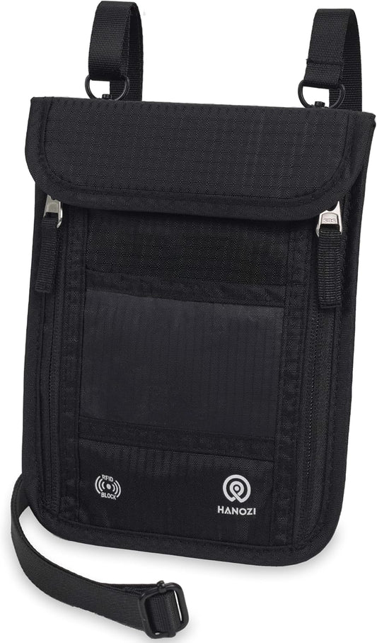 Travel Neck Wallet – Travel pouch and RFID Blocking Passport Holder for Women and Men - Slim Travel Wallet to Keep Your Cash, Passport, Credit Cards Safe. Easy to Conceal Passport Wallets.