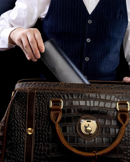 MR.OKAY 3 Watch Travel Case- Classic Leather Watch Case With Perfect Texture.Portable Watch Roll Or Organizer For Storage And Display. Luxury Gifts For Men, All Handmade by Artisans.