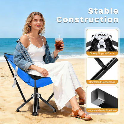 Camping Chairs for Adults - 600 LBS Capacity Rugged Outdoor Folding Chair, Compact Foldable Chair with Quick Setup & Carry Bag - Portable Camping Chair for Picnic, Fishing, Backyard - Blue