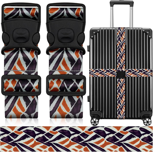 2 Pack Luggage Straps for Suitcases, Adjustable Travel Belt with Double Lock and Quick Release Buckle, Heavy Duty Nylon Bag Packing Strap, Bright Identifiers Business Travel Accessories-Roads