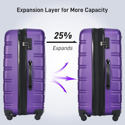 Merax Luggage sets of 13 Piece 16 20 20 28 IN Carry on Luggage Hard Case Purple Luggage Expandable Checked Luggage Suitcase Set with Wheels