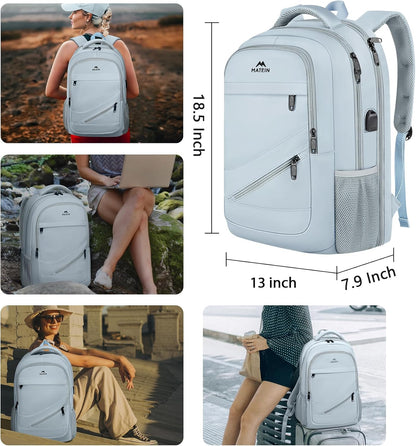 MATEIN College Backpack Women, 17 Inch Large Capacity School Laptop Bookbag with USB Port for Teachers, Water Resistant Nursing Work Computer Backpack, Multiple Pockets Travel Daypack, Haze Blue