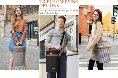 2 Bottle Wine Bag Wine Cooler Carrier Wine Gift Tote Bag, Leakproof & Insulated Bottle Bags for Travel, BYOB, Beach, Dinner, Party, Christmas Gifts for Wines Lovers Women Men - Navy Stripe