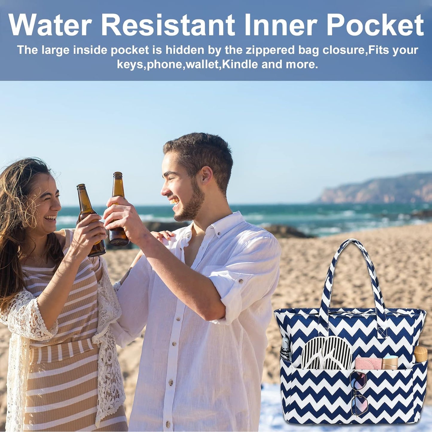 Waterproof Beach Tote Pool Bags for Women Ladies Extra Large Gym Tote Carry On Bag With Wet Compartment for Weekender Travel