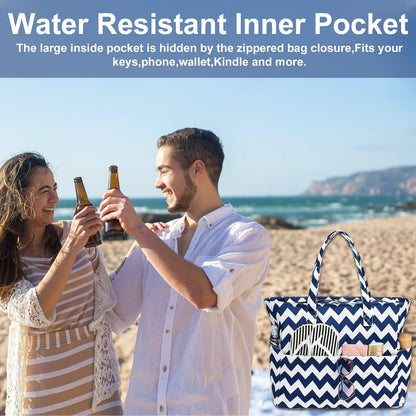 Waterproof Beach Tote Pool Bags for Women Ladies Extra Large Gym Tote Carry On Bag With Wet Compartment for Weekender Travel