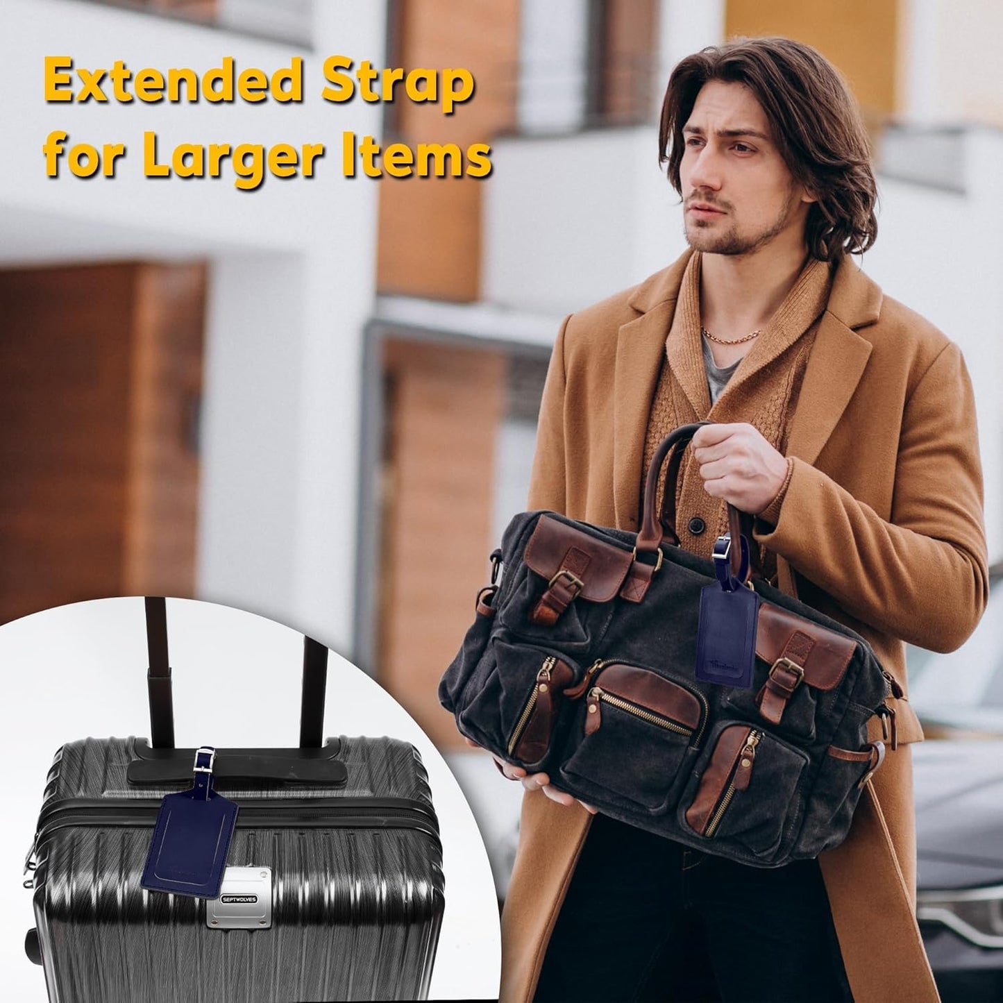 8 Pack Leather Luggage Travel Bag Tags by Travelambo