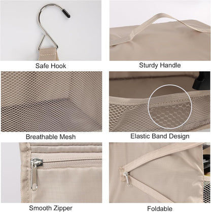 TABITORA Travel Portable Hanging Shelves Closet Organizer Packing Luggage Storage with Multifunctional and Foldable Invisible Compartment,Lightweight, for Suitcase, RV,Closet…Beige,XXL