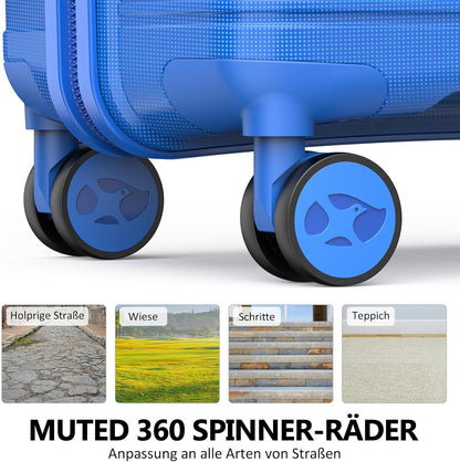 24 Inch Luggage with Spinner Wheels, Hard Shell Suitcase, Lightweight PP Luggages with TSA Lock, Checked-Medium Suitcases 24-Inch, Blue