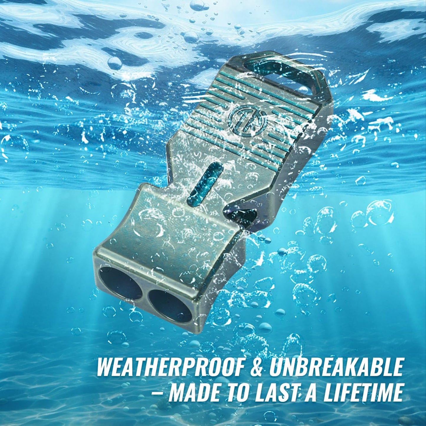 TACRAY Titanium Emergency Survival Whistle, Portable Necklace Whistle, Loud Whistle up to 120~130db, Good for Life Saving, Hiking, Camping, and Pet Training