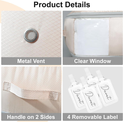 DIMJ Comforter Storage Bag - 110L Ultra Space Saving Self Compression Organize 6 Pack for Duvet, Pillow, Bedding, Blanket Storage Organizer Nylon Compression Bags