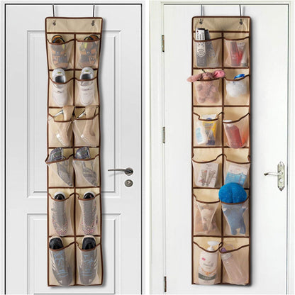 KEEPJOY Over The Door Shoe Organizer,Hanging Shoe Organizer 12 Mesh Pockets Shoe Organizer for Closet,Works Well for Men and Woman Kids Shoes Storage, 57.5×12.6inch(Beige)