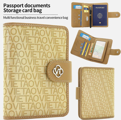 Passport Holder Wallet Bag with AirTag Holder, Card Slots Passport Solt Ticket Cash Solt, Photo Solt Sim Card Pen Slot.Apricot