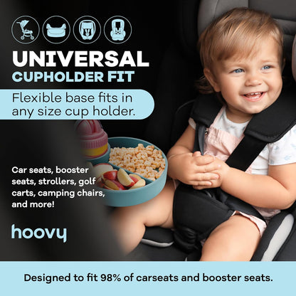 Silicone Cup Holder Tray for Car Seat, Booster Seat, Stroller - Carseat Cup Holder Snack Tray - Car Seat Tray for Kids Travel - Cup Holder Food Tray - Toddler Car Seat Accessories - Sharkskin 1 Pack