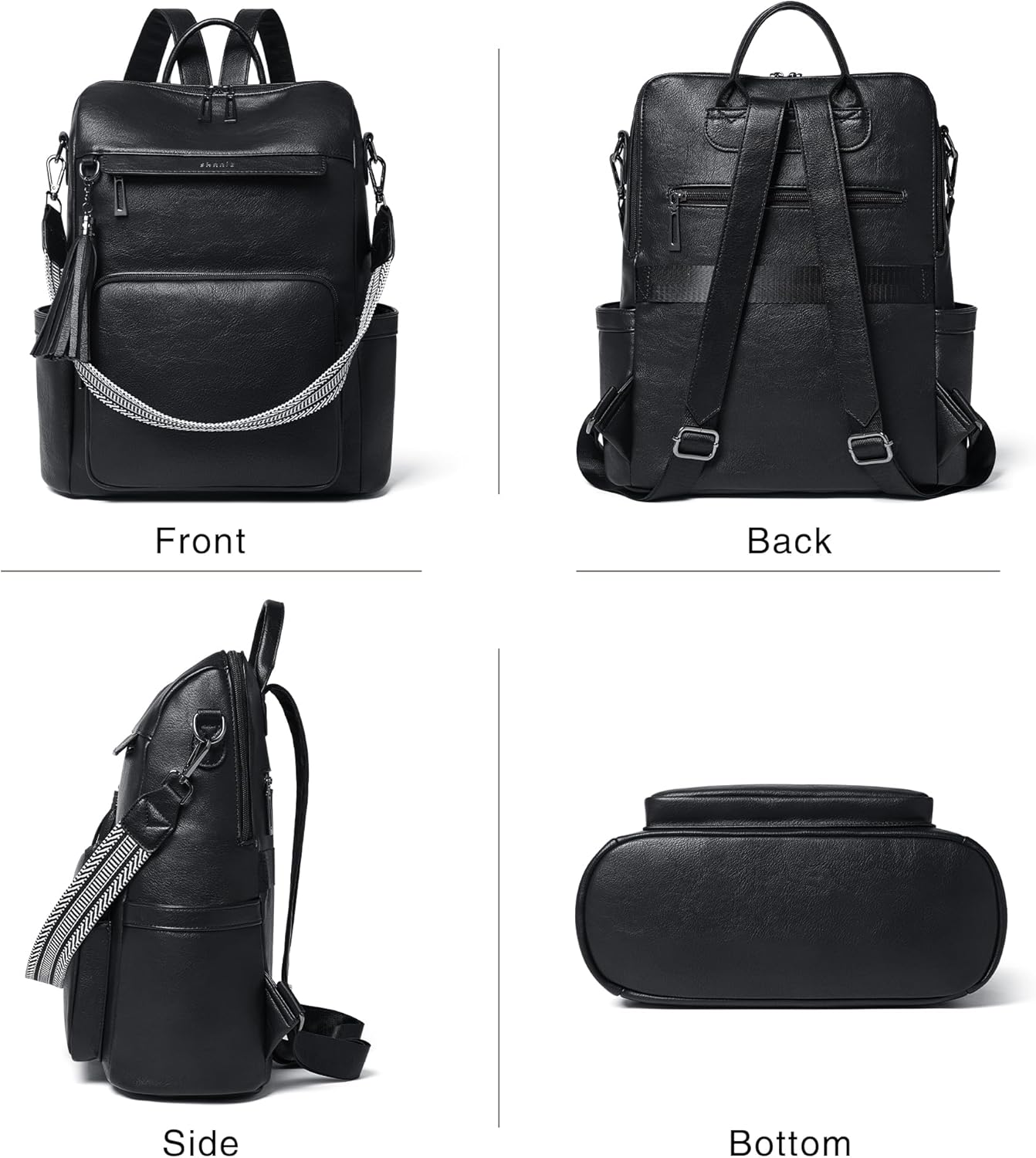 Shrrie Vegan Leather Laptop Backpack for Women 15.6 inch Work Backpack Fashion Travel Backpack Purse for Travel College Work