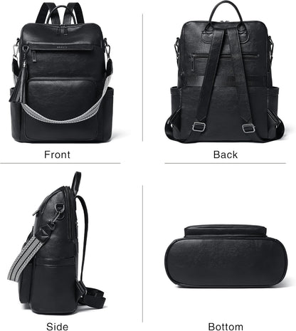 Shrrie Vegan Leather Laptop Backpack for Women 15.6 inch Work Backpack Fashion Travel Backpack Purse for Travel College Work