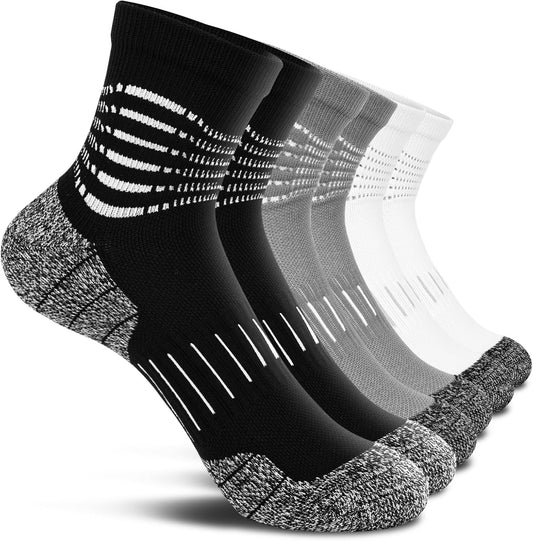 IRAMY Ankle Compression Socks for Men Athletic Running Socks with Cushioned Support 3 Pairs