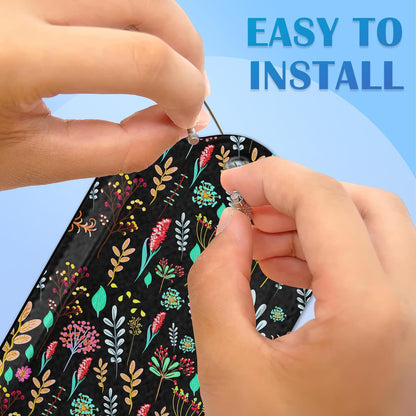 Abstract Small Flowers Luggage Tags for Suitcases, 2 Pack Cute PU Leather Suitcase Tag Identifiers with Address Card for Baggage Tag