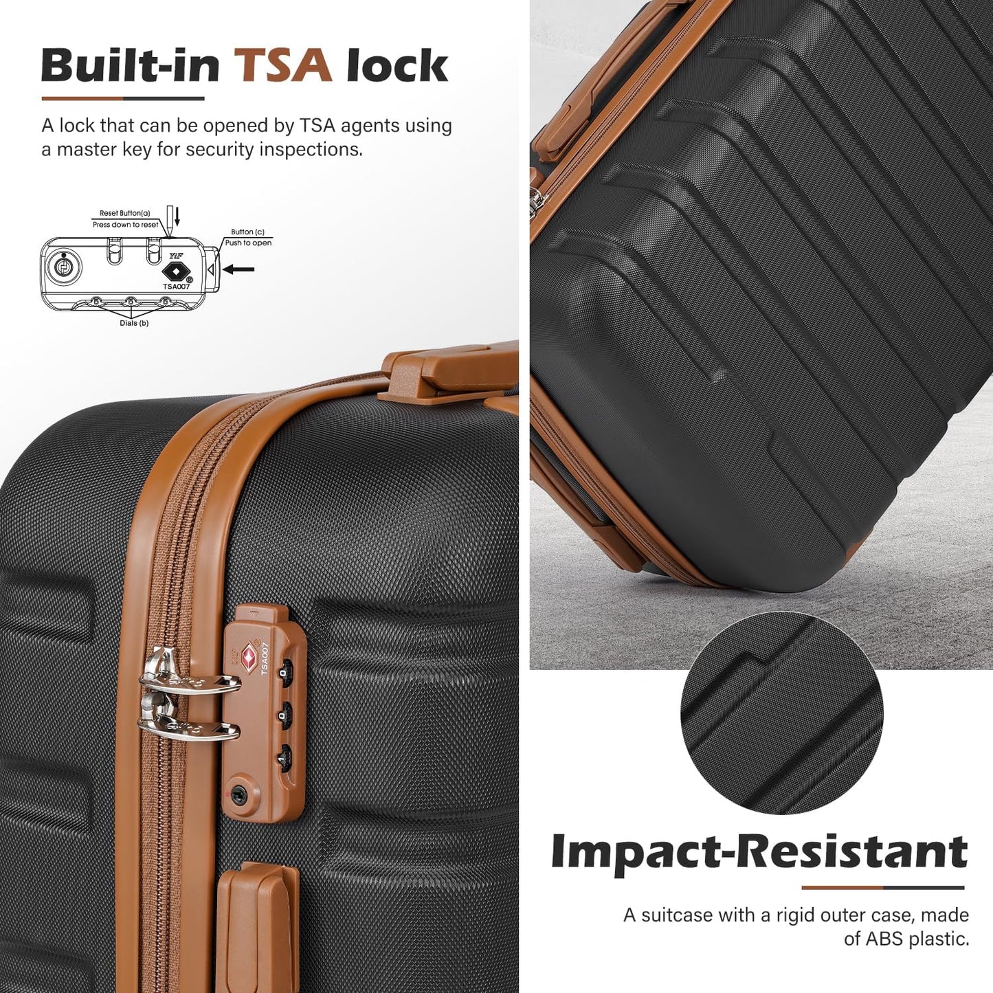 Coolife Luggage 4 Piece Set Suitcase Spinner Hardshell Lightweight TSA Lock (family set-blue1)