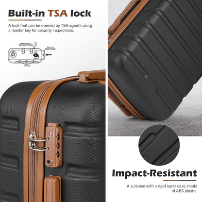 Coolife Luggage 4 Piece Set Suitcase Spinner Hardshell Lightweight TSA Lock (family set-blue1)