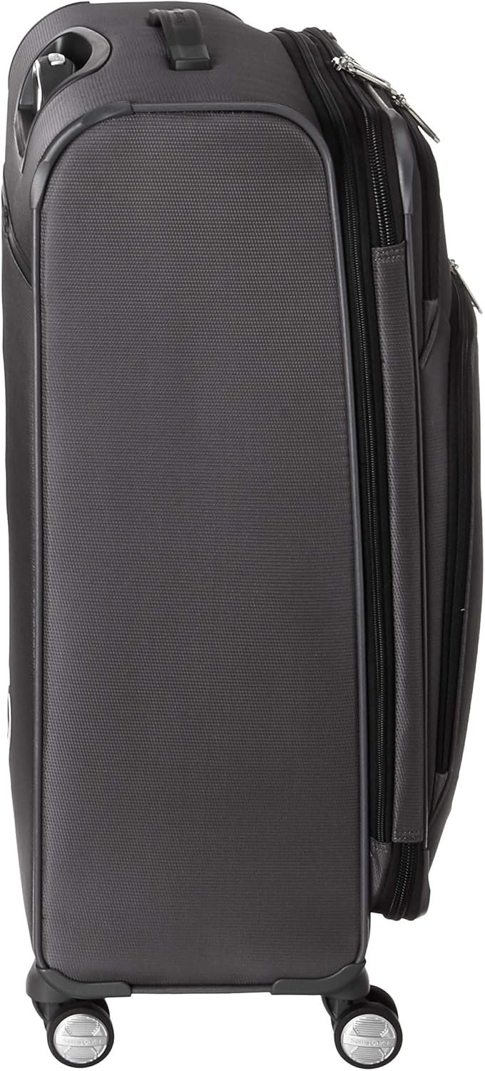 Samsonite Solyte DLX Softside Expandable Luggage with Spinner Wheels, Mineral Grey, Checked-Medium 25-Inch
