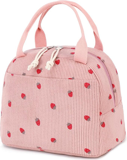 Bluboon Lunch Bag for Women Men Cute Corduroy Lunch Tote Bags Reusable by BLUBOON