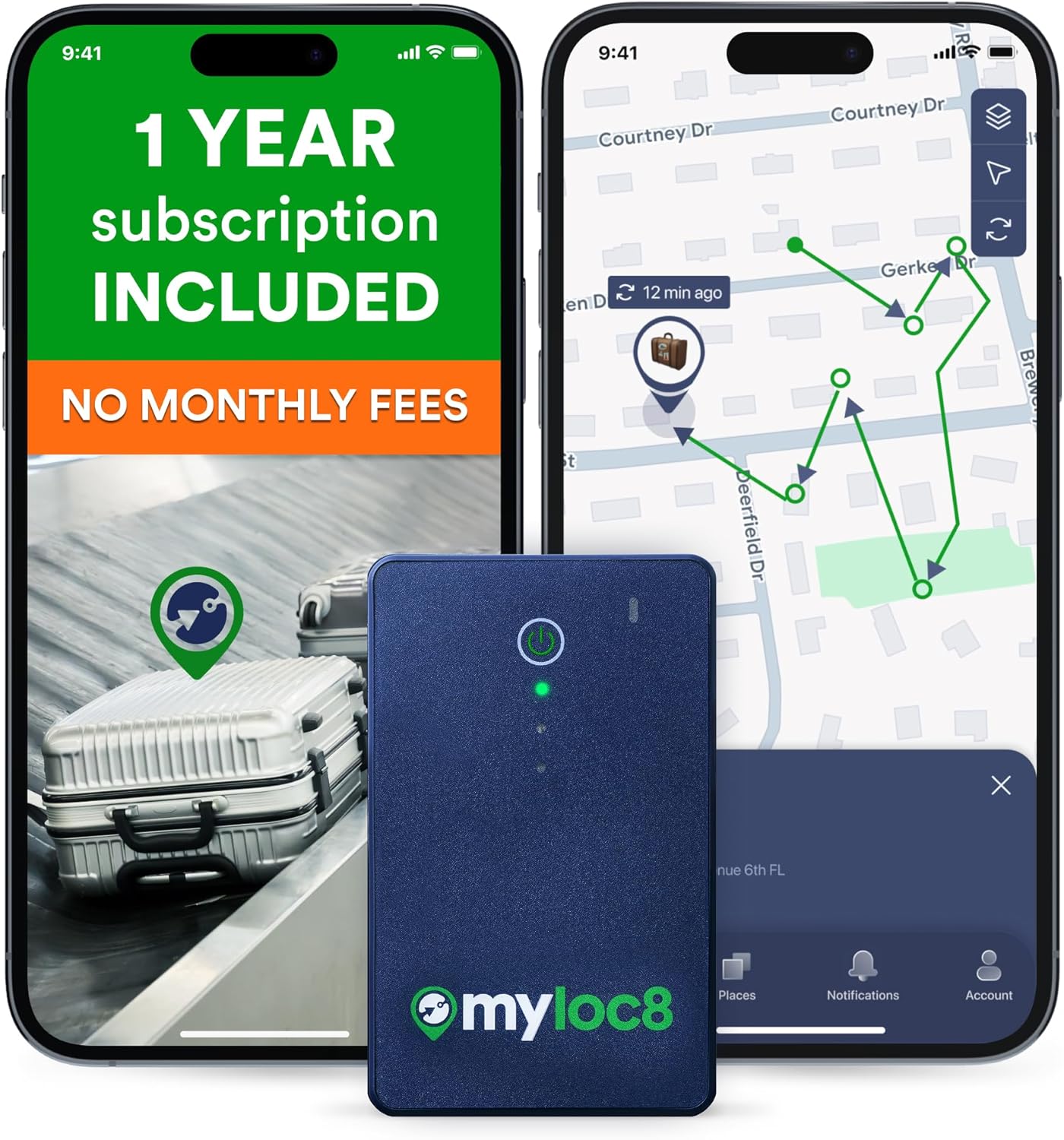 GPS Luggage Tracker for Suitcases TSA Approved, Android & iOS Compatible - Real-Time Tracking Device for Travel - Smart Tag with Bag Opening Alert - Long Battery Life (12-Mo Subscription Included)