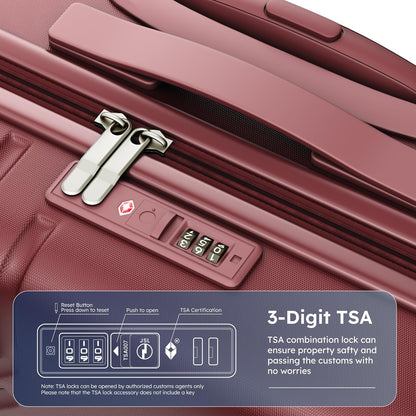ALPHA CAMP 20-inch Carry On Luggage Airline Approved - PC+ABS Lightweight Suitcase with Built-in TSA Lock，Hard-shell Durable Rolling Luggage with USB Port