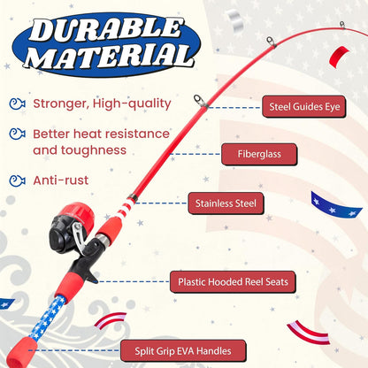 Kids Fishing Pole, Portable Telescopic Kids Fishing Poles for Boys and Girls, Fishing Rod and Reel Combo Kit with Tackle Box, and Fishing Net, Best Fishing Pole for Toddler Youth