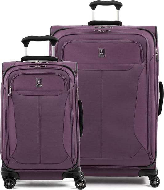 Travelpro Tourlite Softside 2-Piece Set, Expandable Luggage with 4 Spinner Wheels, Lightweight Suitcase, 21" Carry-On, 29 Check Large, Deep Purple
