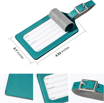 Travelambo Luggage Tags for Suitcases PU Leather Travel Tags Bag Tags Privacy Protection Travel Essentials