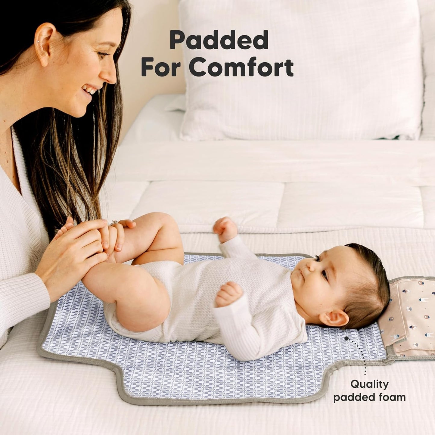 KeaBabies Portable Diaper Changing Pad - Large Waterproof Baby Changing Mat, Compact Travel Diaper Clutch, Functional Pockets Fit Newborn Essentials, Wipeable & Padded Baby Changer (Wild Patrol)