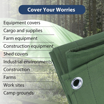 12’x16’ Canvas Tarps Heavy Duty Waterproof Tarpaulins with Aluminum Grommets,UV Resistant, 22Mil Multipurpose Drop Cloth, 14oz Durable Cover Sheet for Outdoor and Indoor Use with Ropes.
