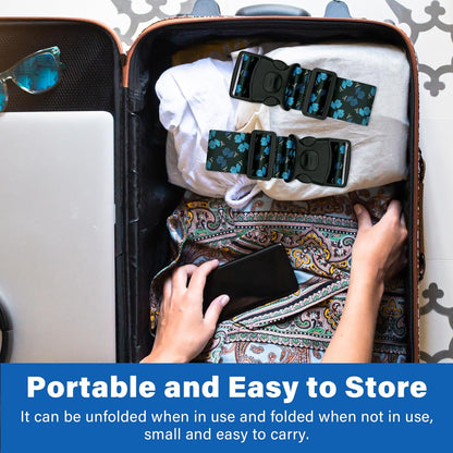 2 Pack Luggage Straps for Suitcases, Adjustable Travel Belt with Double Lock and Quick Release Buckle, Heavy Duty Nylon Bag Packing Strap, Unique Identifiers Travel Accessories-Blue Butterfly