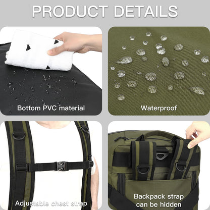 TUGUAN Extra Large Travel Duffle Bag Backpack for Men with Adjustable Dividers 120L Big Weekend Overnight Bag with ID Pocket Shoulder Strap Heavy Duty Sports Duffel Bags for Camping Gym, Green