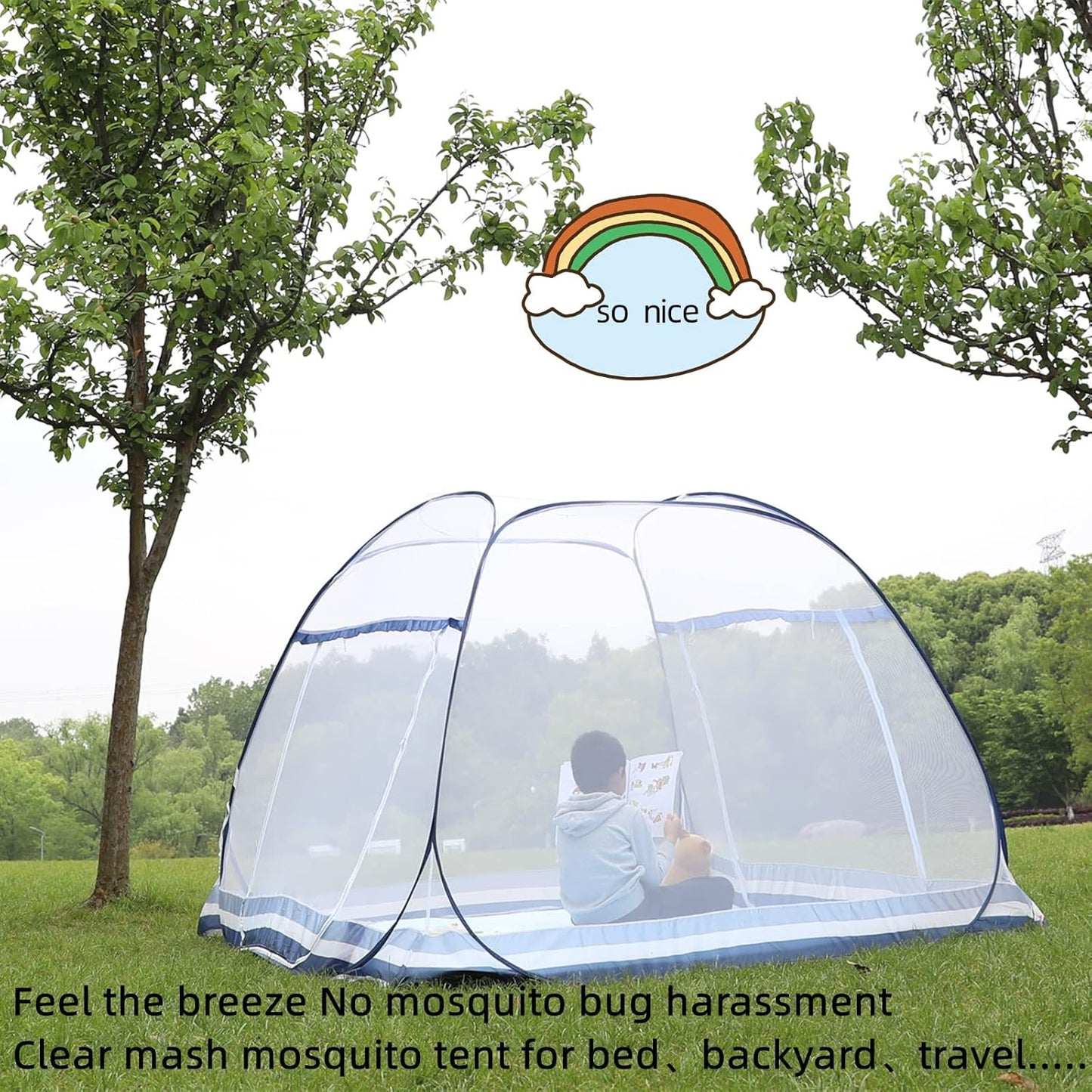 Jsanh Folding Mosquito Net Tent Canopy Curtains for Beds Pop Up Mosquito Net Tent King Size Portable Mosquito Netting with Bottom for Baby Adults(L80xW80XH62 inch