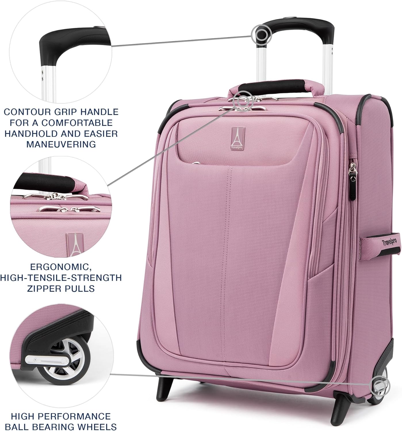 Travelpro Maxlite 5 Softside Expandable Upright 2 Wheel Carry on Luggage, Lightweight Suitcase, Men and Women, Orchid Pink Purple, Carry On 20-Inch