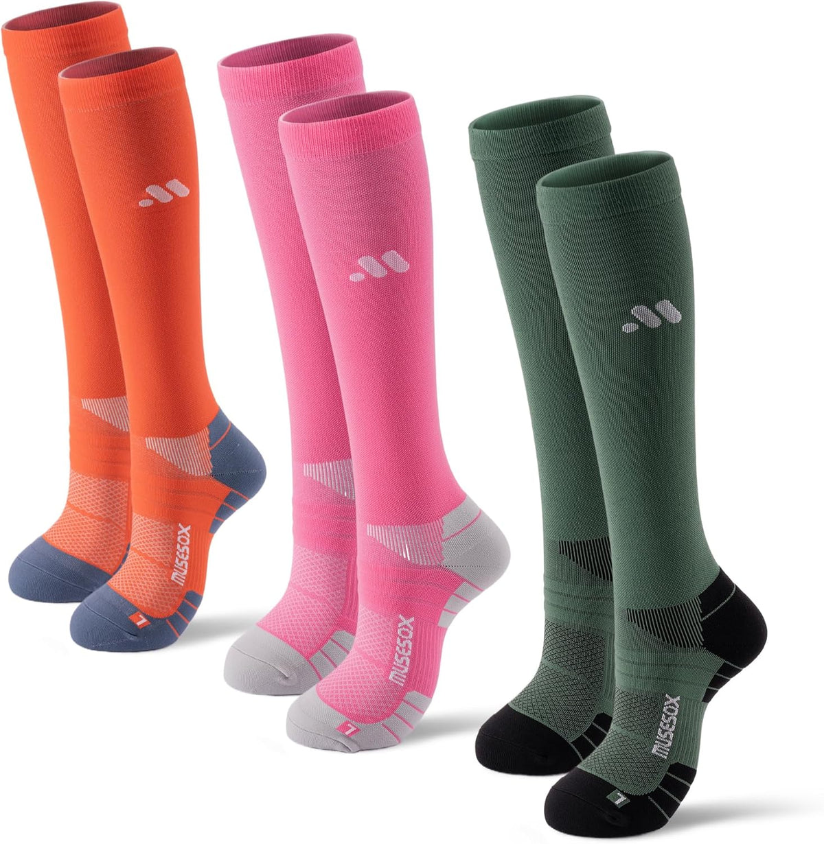 Compression Socks for Women and Men,Knee High 15-20mmHg Graduated Circulation(3 Pairs) for Nurses,Pregnant,Travel