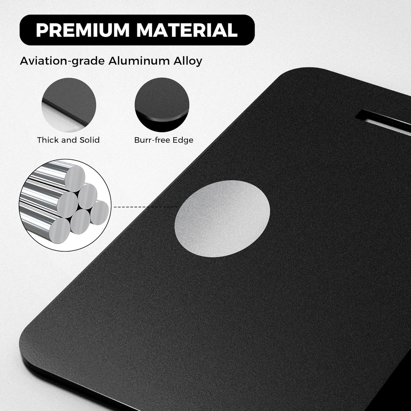 Personalized Luggage Tags, Custom Luggage Tags 4 Pack TSA Approved Double Sided Laser Engraving, Metal Luggage Tag for Suitcases with Stainless Loops, Name Tag for Bags, Backpacks (Black)