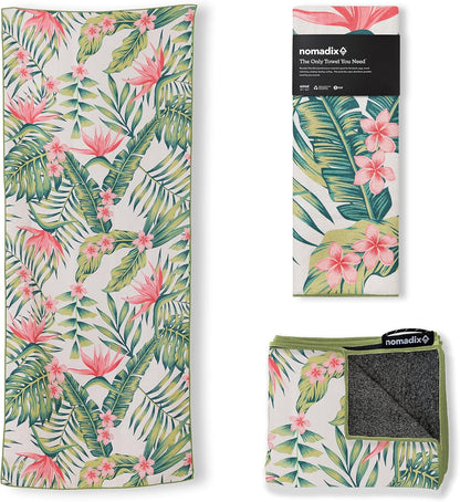 Nomadix Original Towel - Perfect for Beach, Pool, Travel, Camping, Yoga - Made with Recycled Materials - Super Absorbent - Sand Resistant -Palms Pink - 72.5" x 30"
