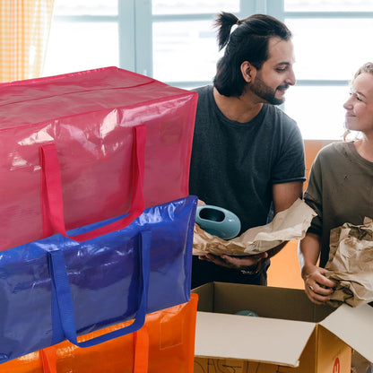 6 Pack Heavy Duty Extra Large Moving Bags with Handles, Waterproof Foldable Storage Totes, Clothing Storage Bags, Packing Moving Boxes for College Supplies & Seasonal Storage, Multicolor