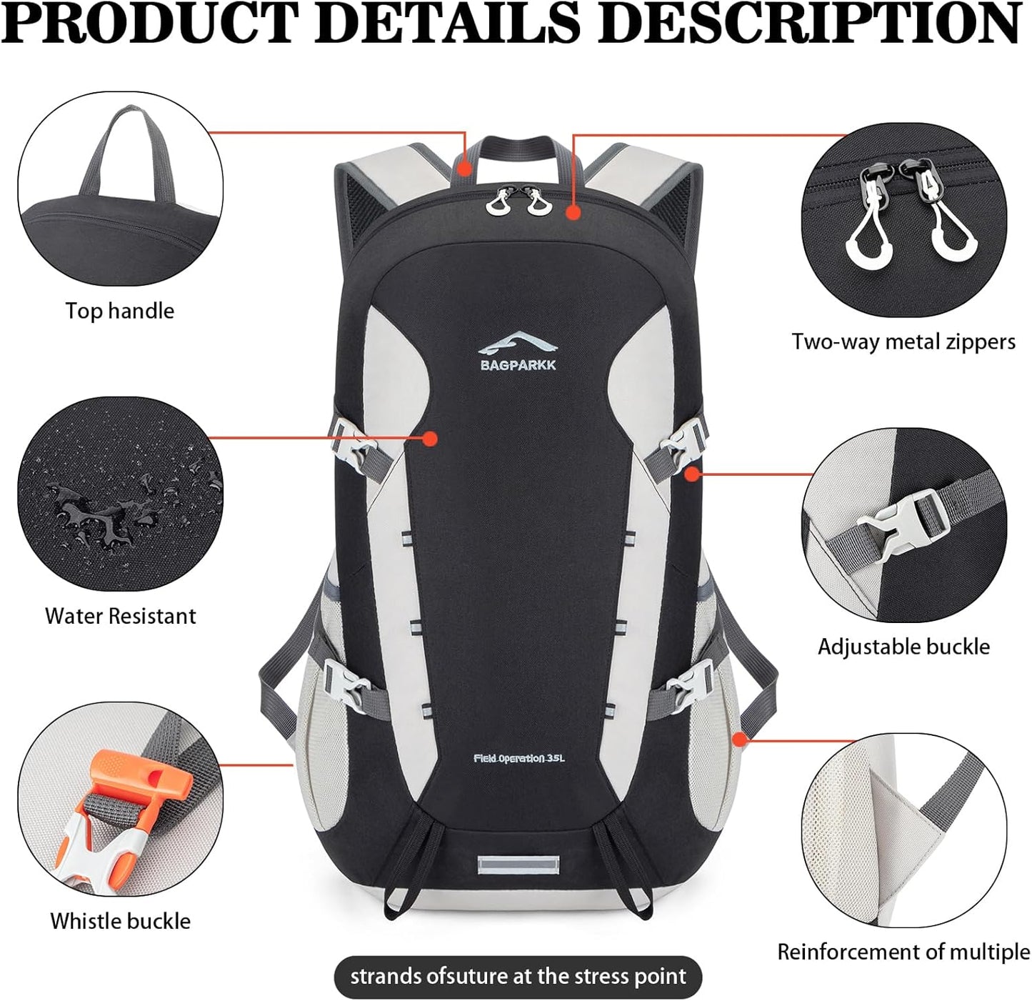 Hiking Backpack,Large 35L Travel Backpacks for Men Women,Water Resistant Ultra Lightweight Foldable Packable Camping Daypack for Outdoor Sports