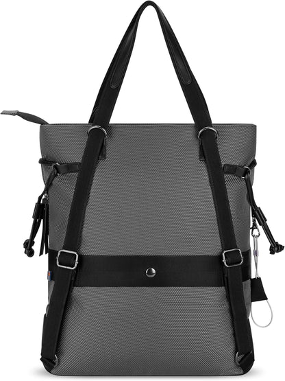 Sherpani Tempest, Anti Theft Convertible Backpack Tote, 14L Travel Backpack, Travel Gifts for Women, Handbags, RFID Protection, Metal Hardware, Fits 15” Laptop (No Sleeve) (Granite)