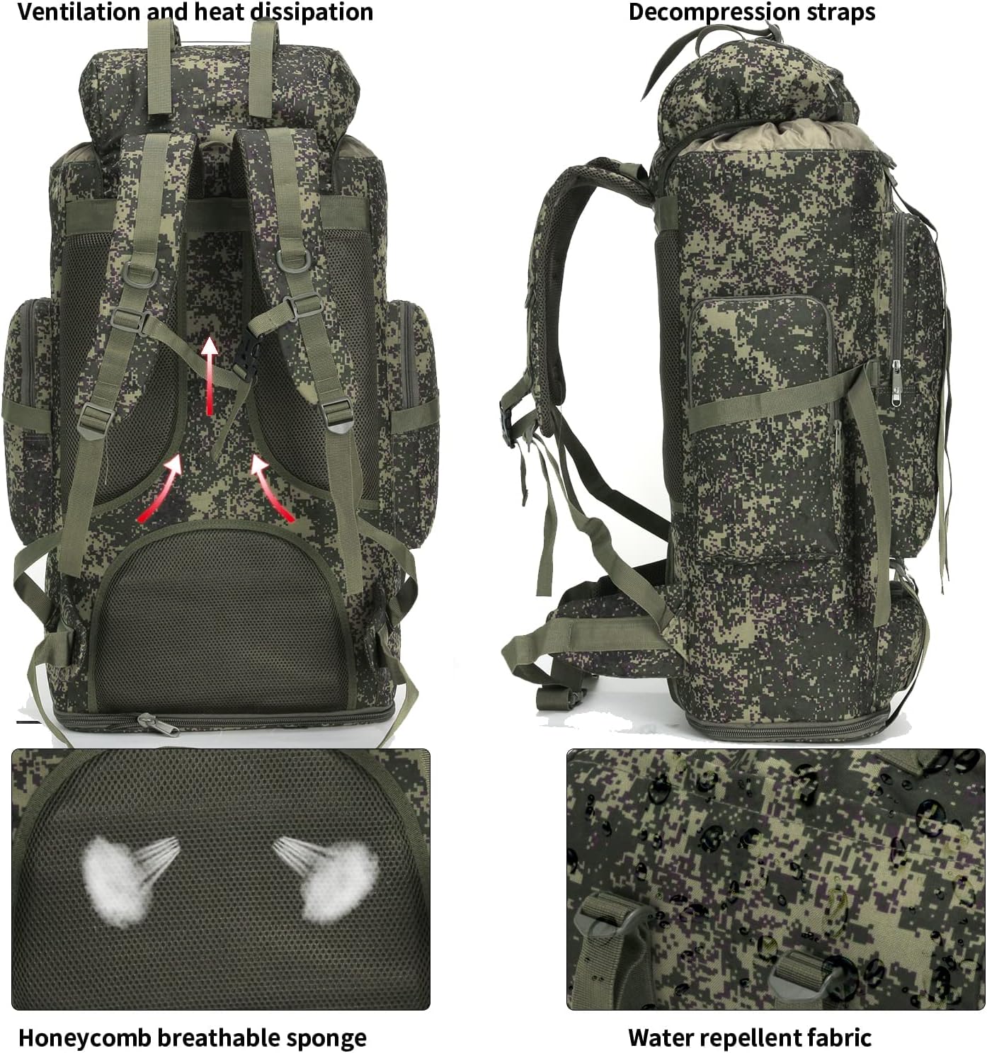 Hiking Backpack for Men 70L/100L Camping Backpack Military Rucksack Molle 3 Days Assault Pack for Climbing