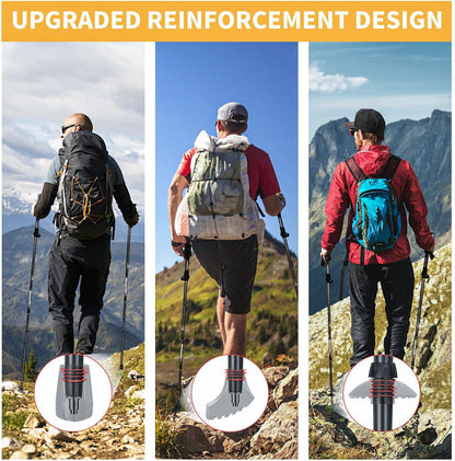 Covacure Hiking Poles Collapsible Trekking Poles - Aluminum Alloy 7075 Walking Sticks for Hiking with Telescopic & Foldable Tri-fold Design Hiking Gear for Women Men, Hiking, Camping, Climbing